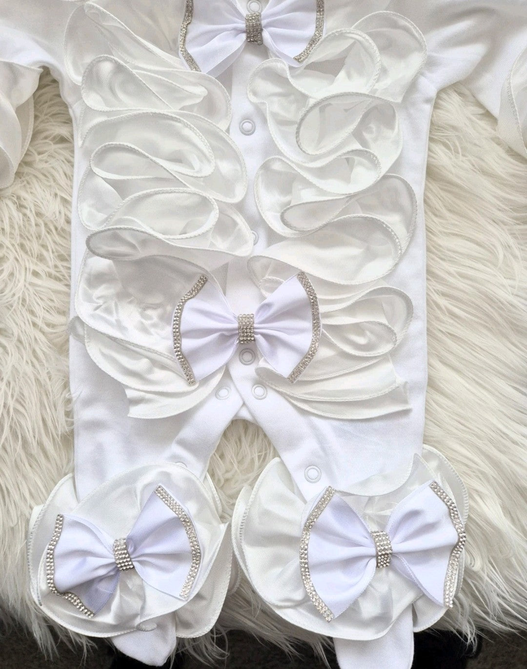 Babygrow White Ruffle frills TIARA NOT INCLUDED