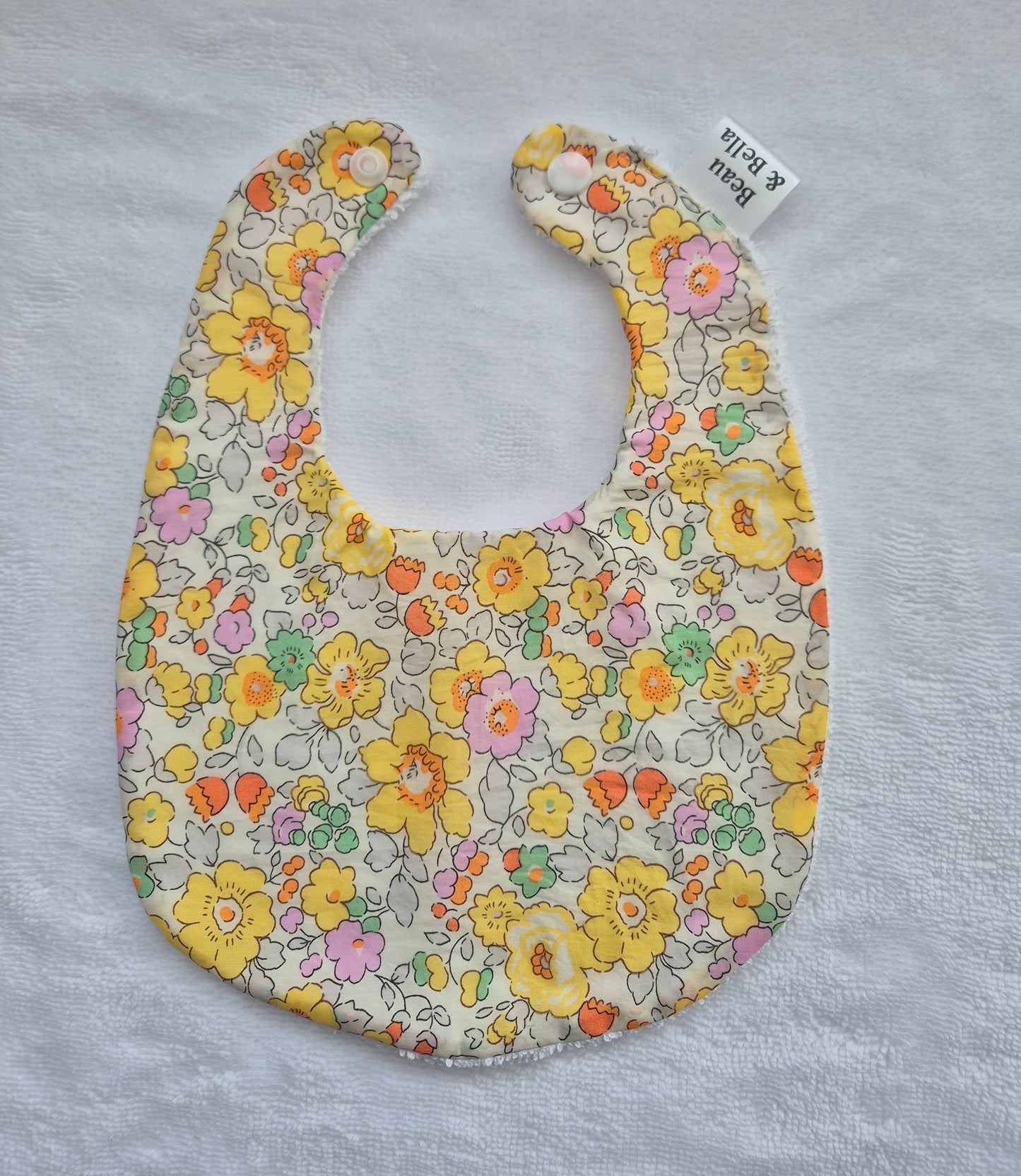 Liberty Betsy Yellow floral bib 0-3 months