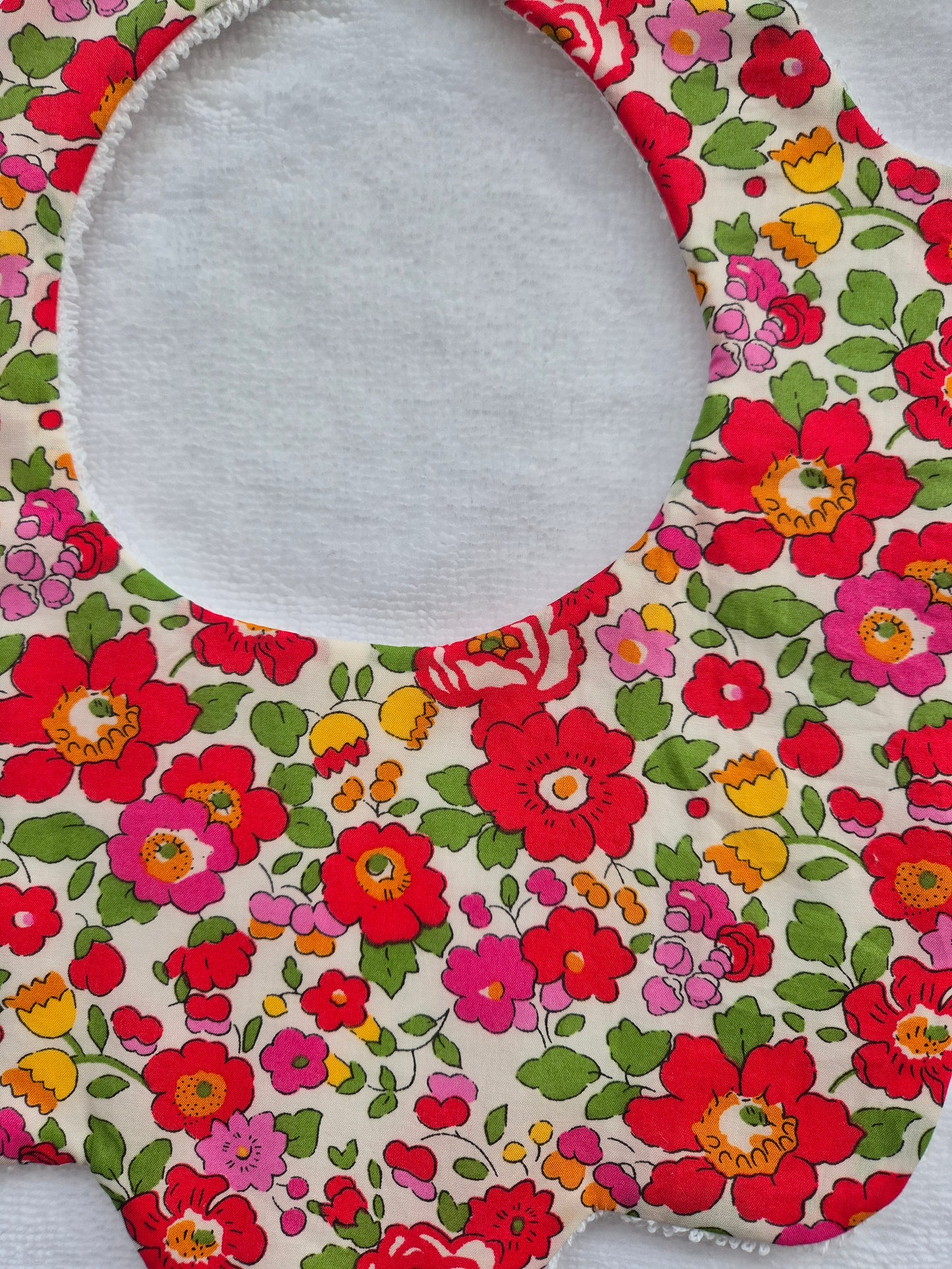 Liberty Betsy Red floral bib 0-36 months