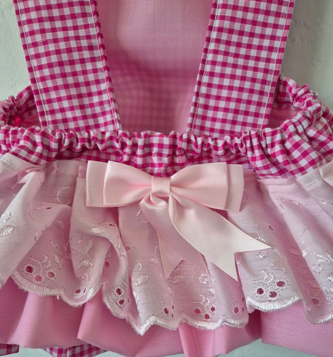 Bella Pink check Romper Headband not included