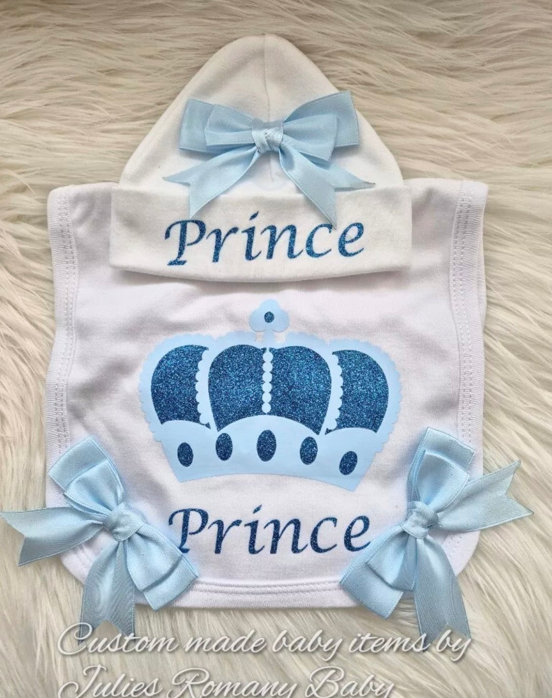 Romany baby Prince Bib and Hat set