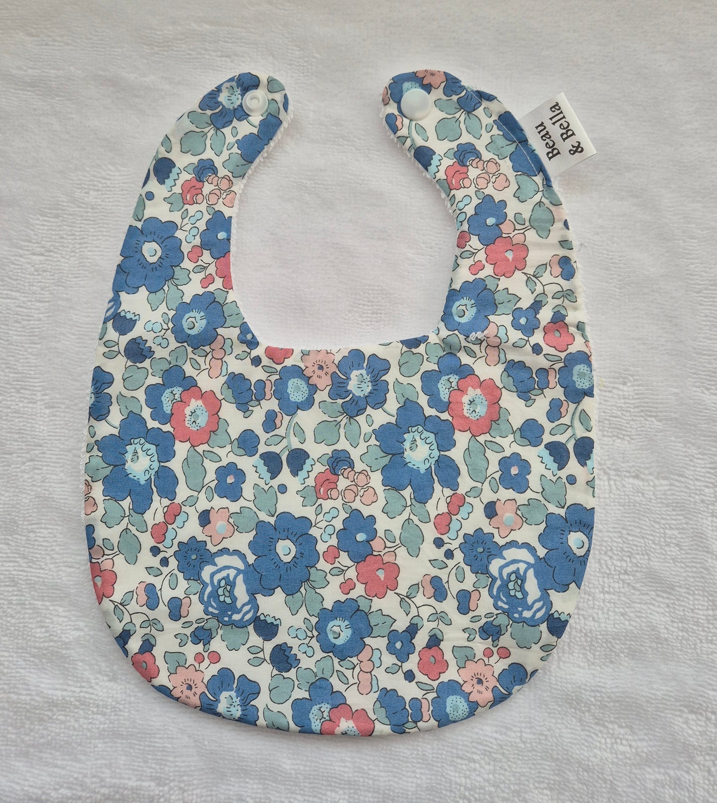Liberty Betsy Blue floral bib 0-3 months