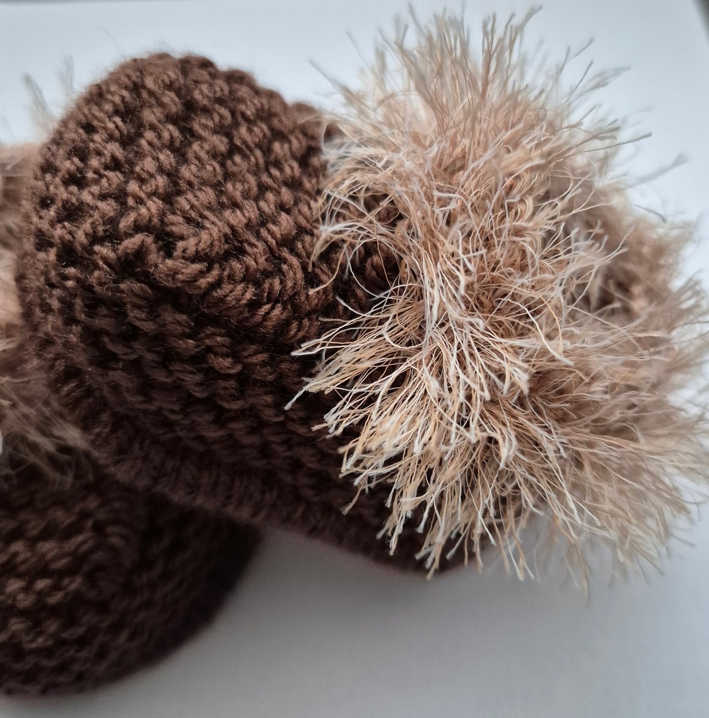 Brown furry top booties