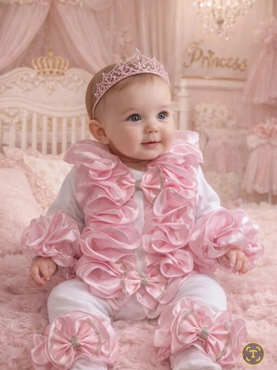 Babygrow Pink Ruffles TIARA NOT INCLUDED