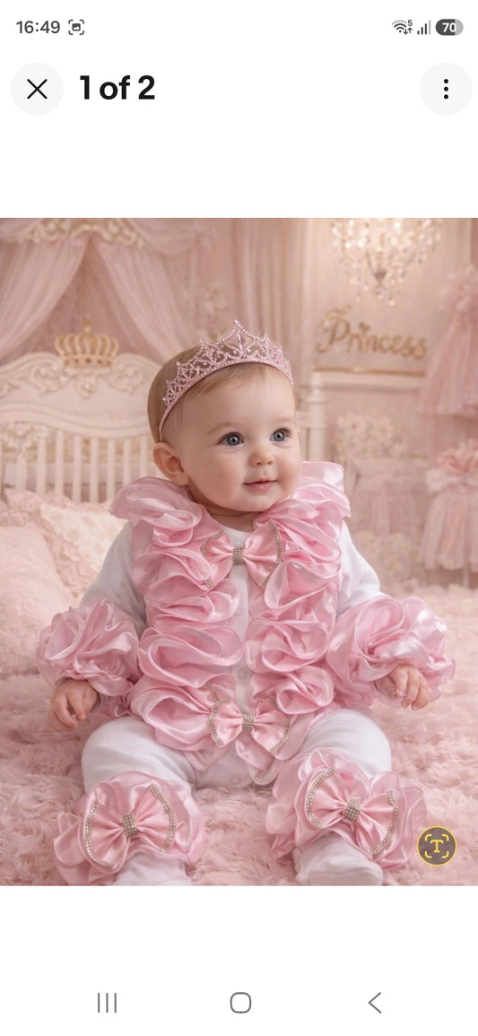 Ruffle frill Babygrow headband not included
