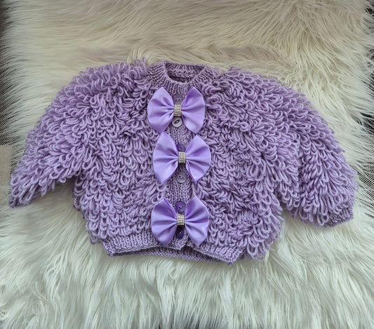 Lilac Loopy Cardigan 3-6 months