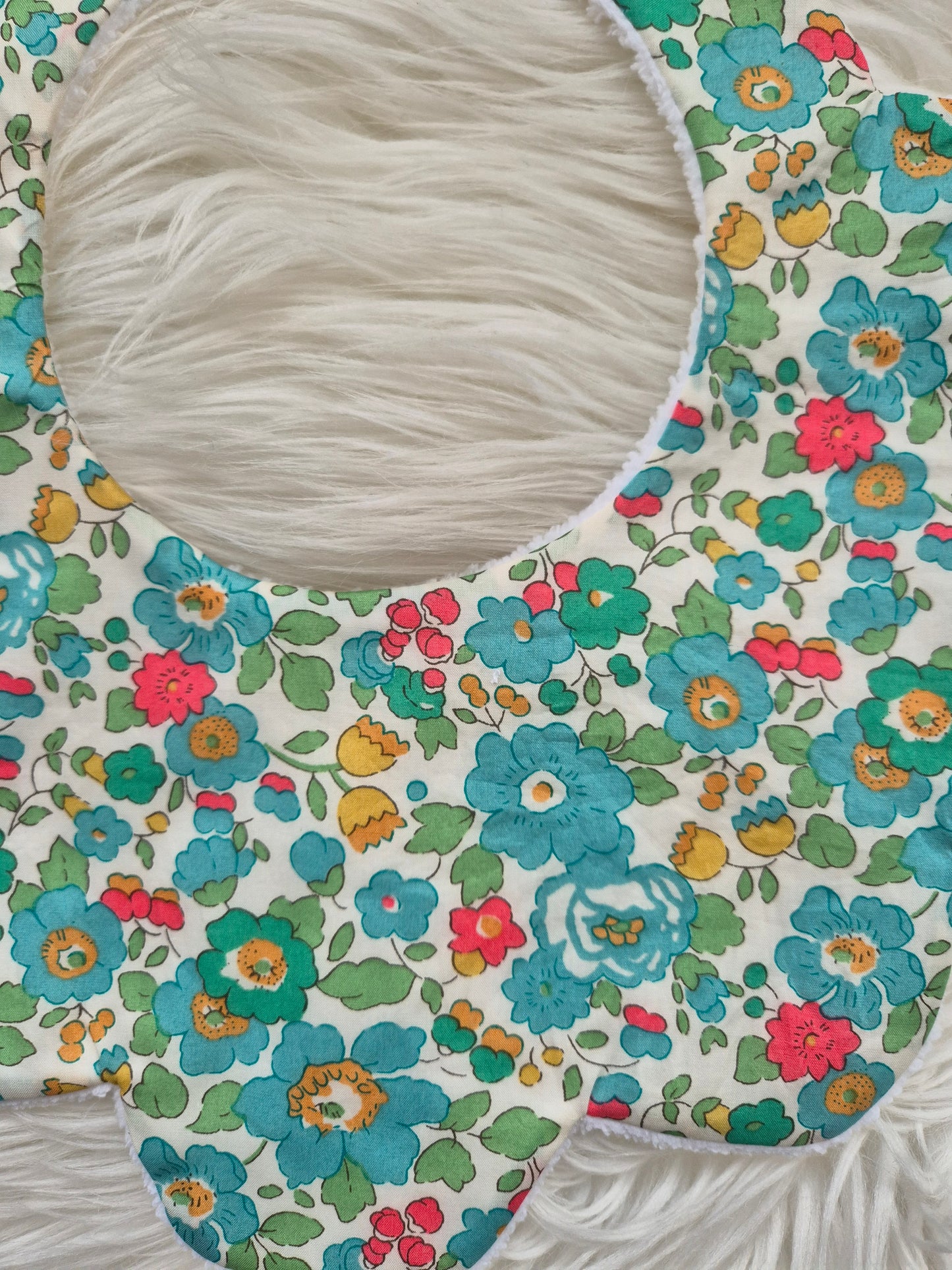 Liberty Betsy Green floral bib