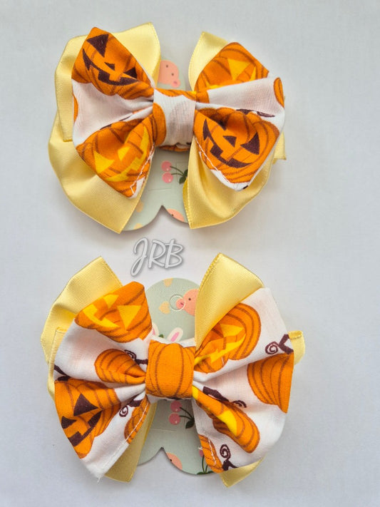 Pair of Halloween Pumpkin hair bows