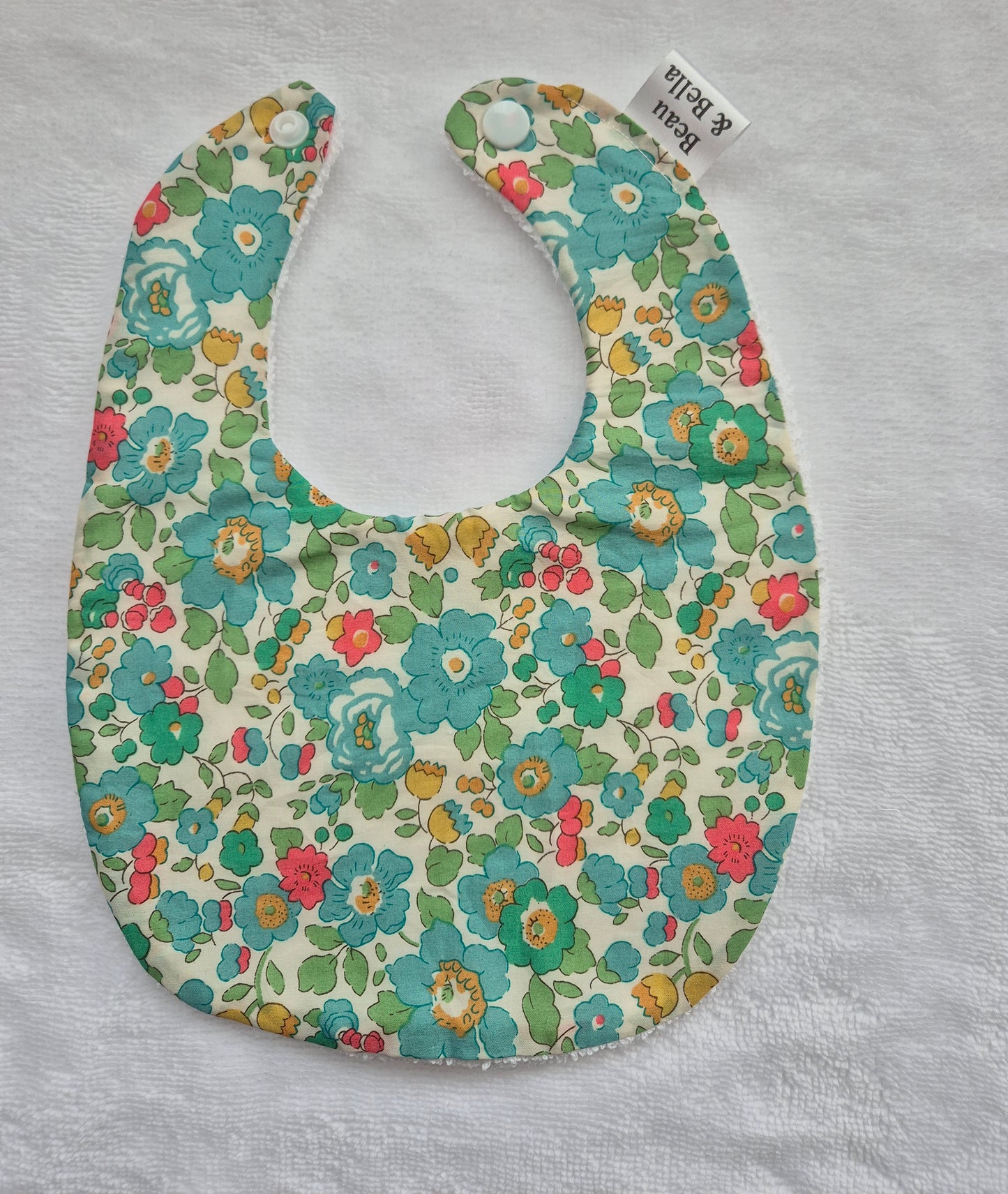 Liberty Betsy Green floral bib 0-3 months