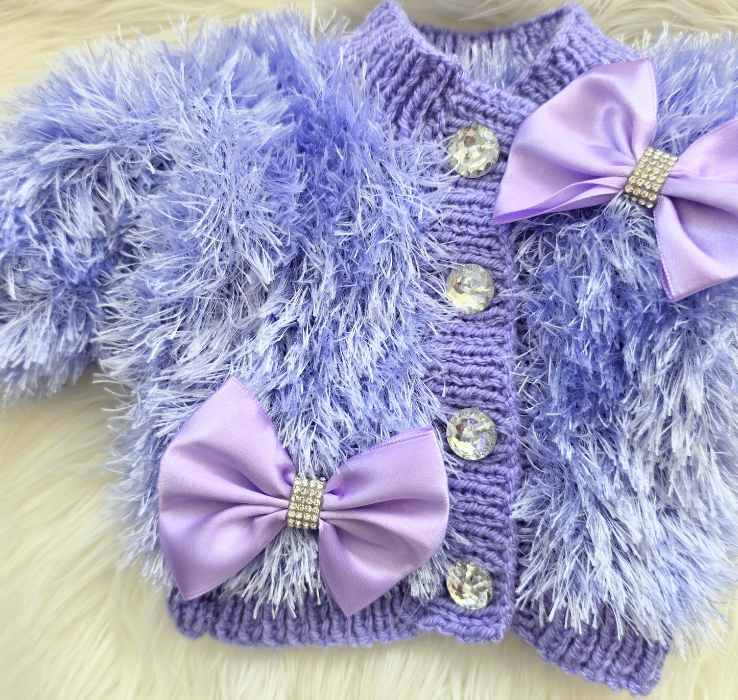 Lilac Furry cardigan set