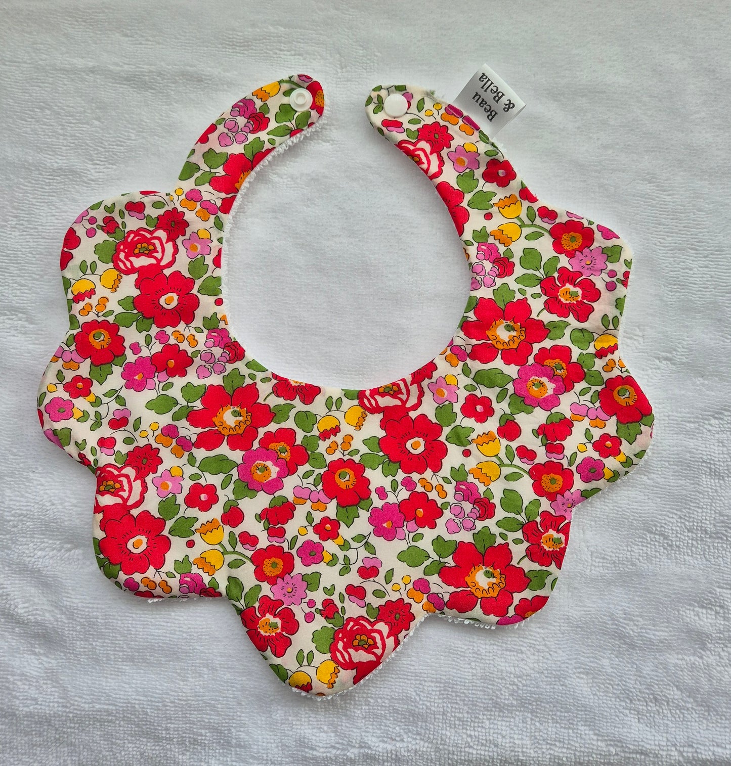 Liberty Betsy Red floral bib 0-36 months