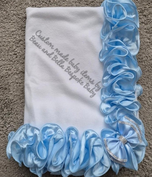 Fleece blanket Blue frills and Bow