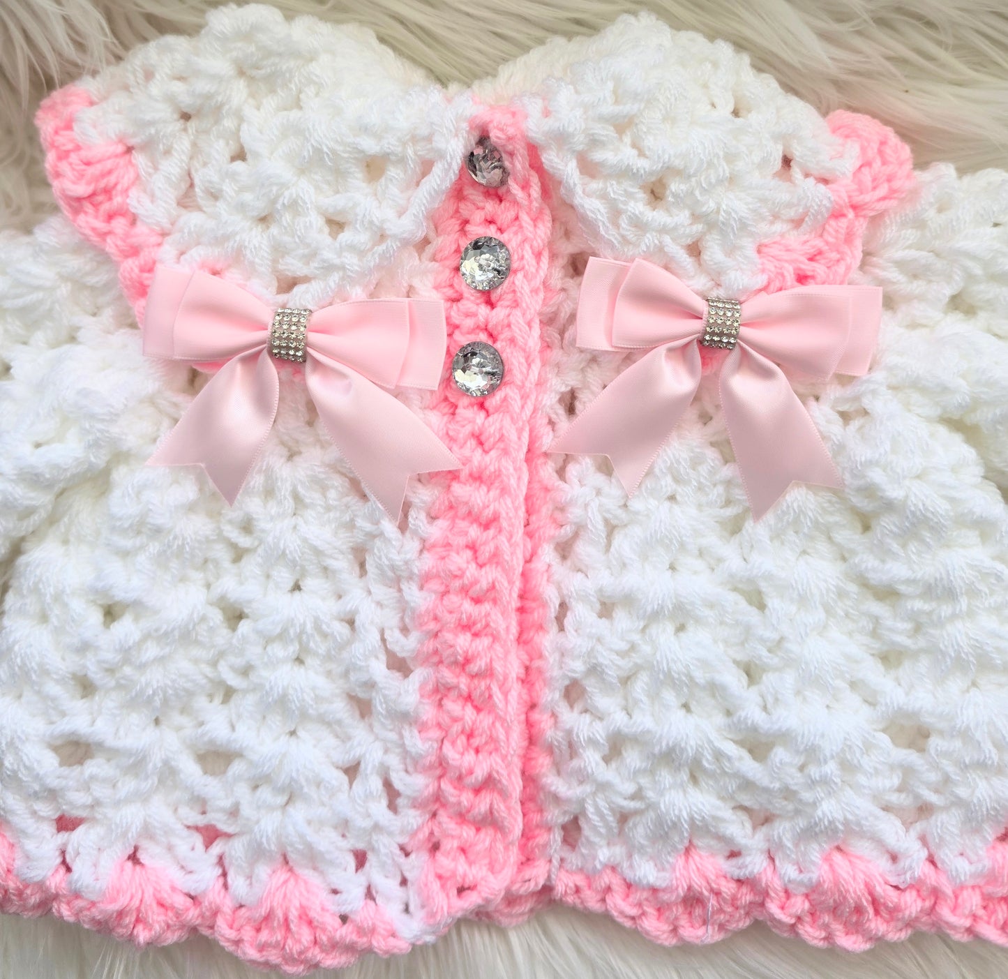 Crochet cardigan and bonnet