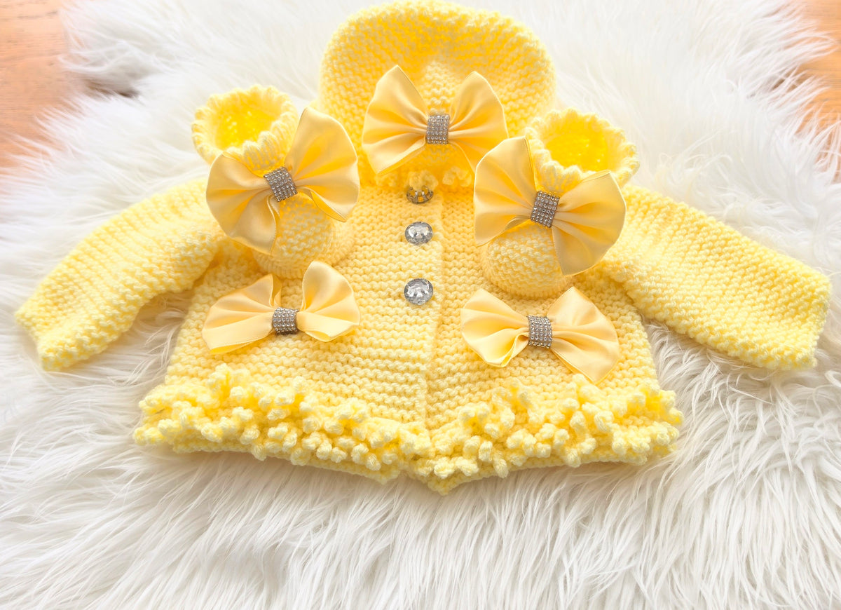 Cardigan hat and booties set