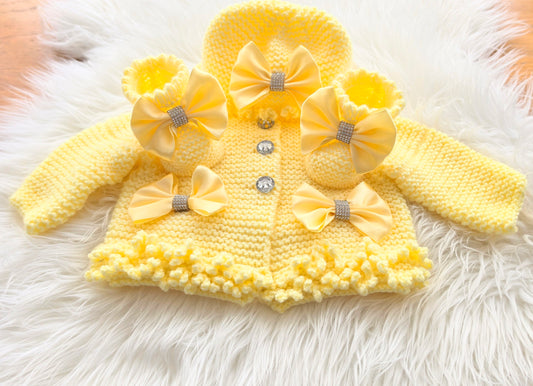 Cardigan hat and booties set