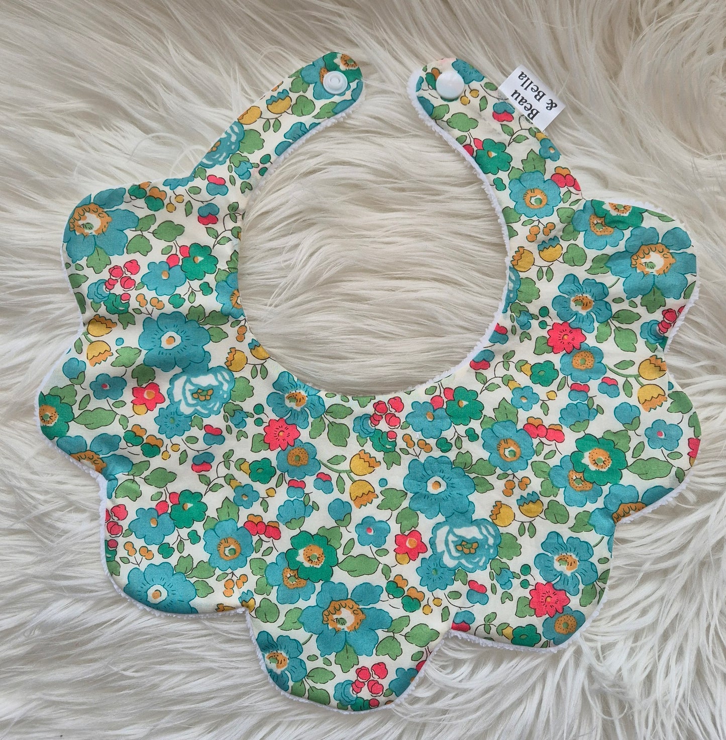 Liberty Betsy Green floral bib