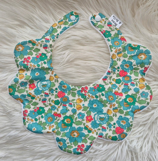 Liberty Betsy Green floral bib