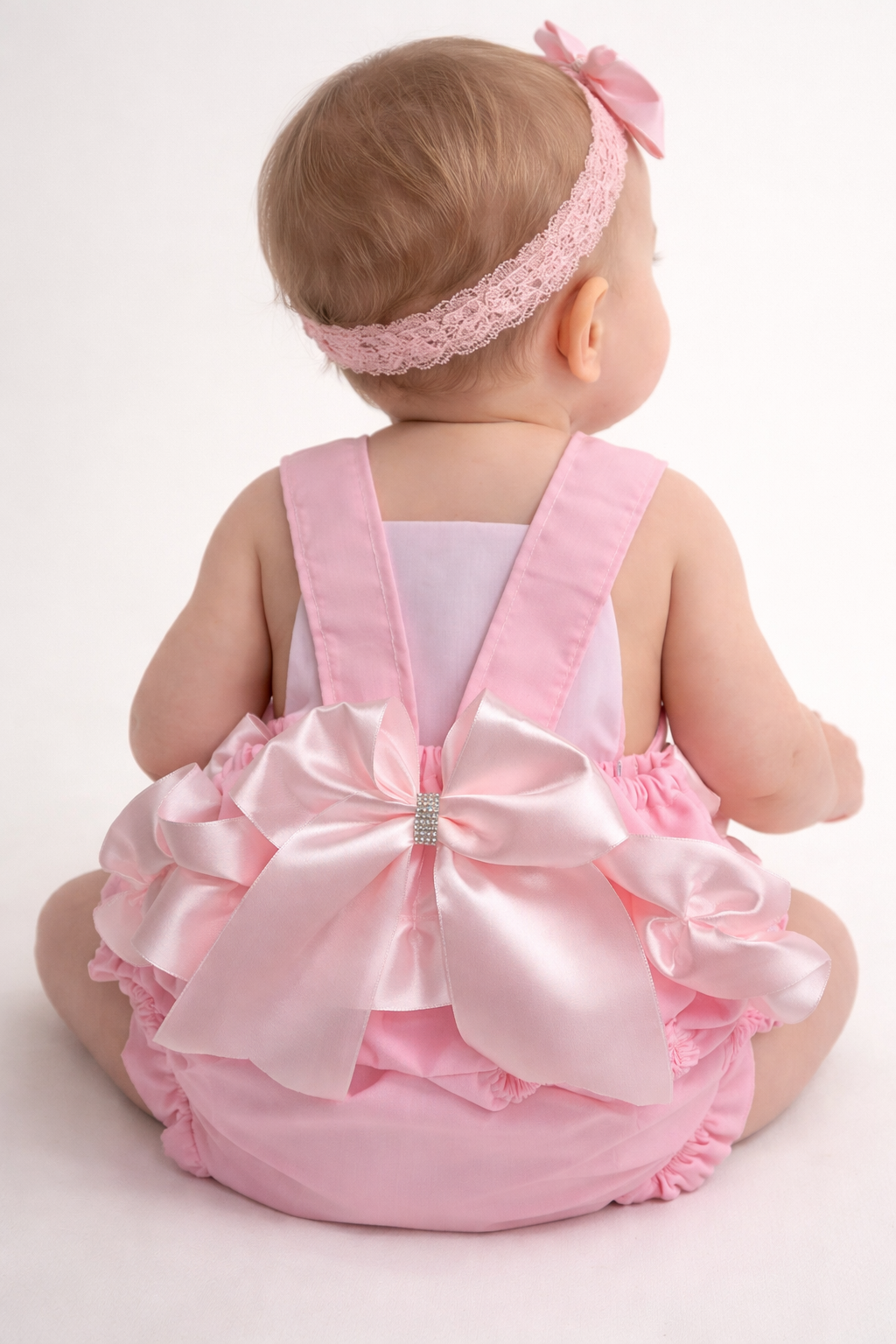 Pink frilly Romper suit HEADBAND NOT INCLUDED