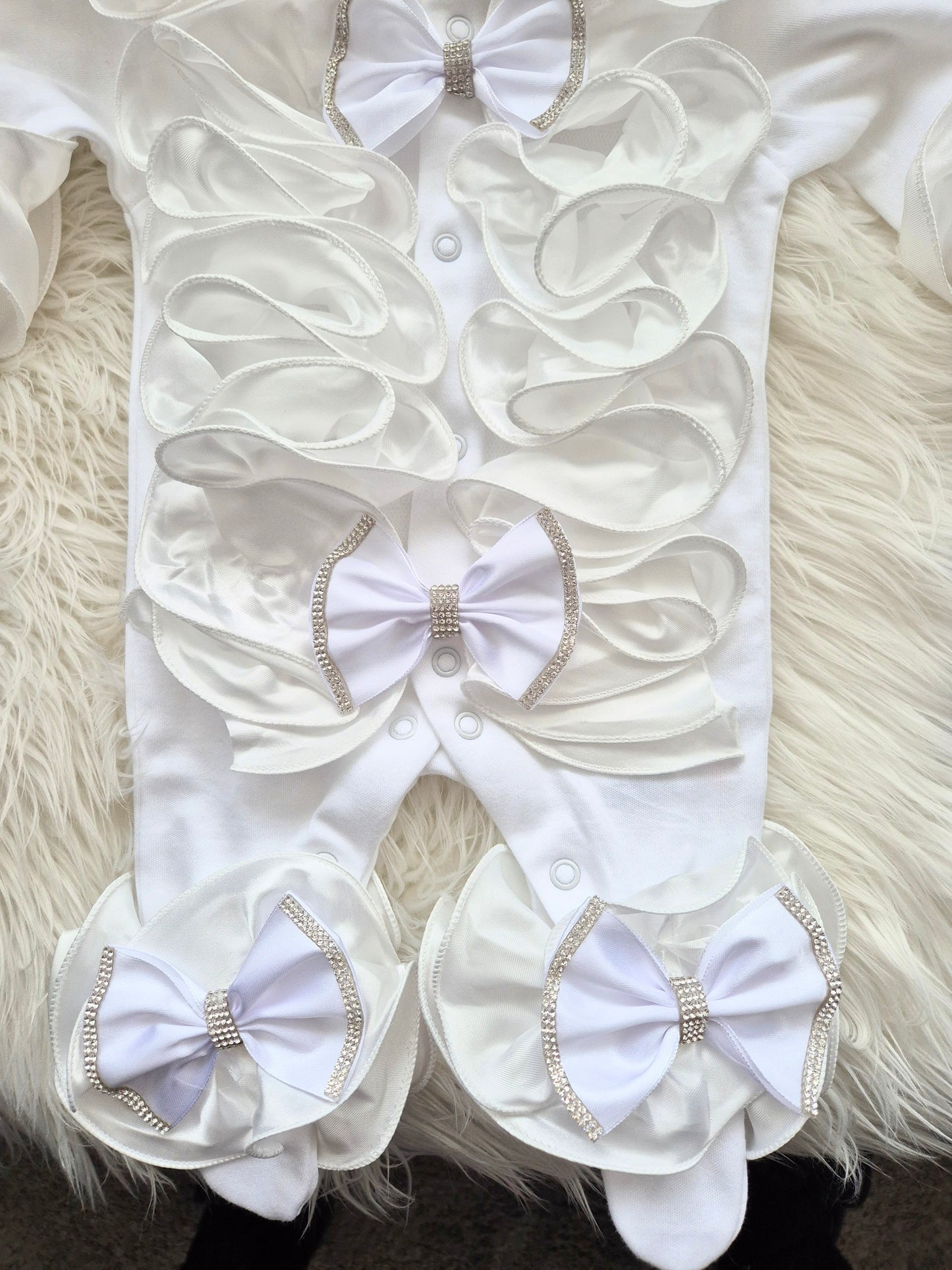 White Ruffle frill babygrow (Tiara not included)