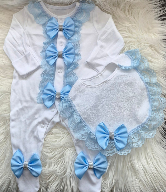 Lacy Babygrow and Bib set