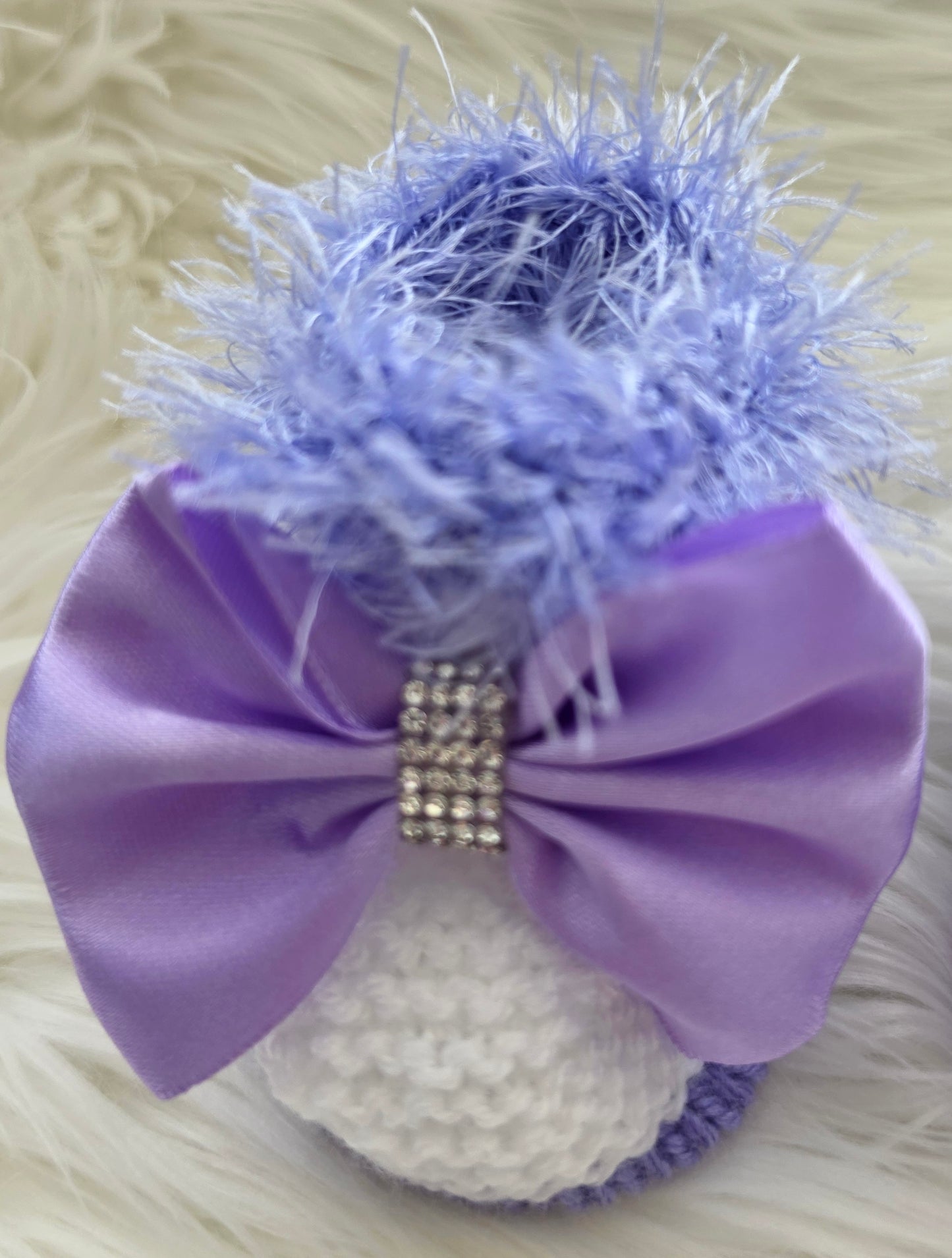 Lilac and White Furry cardigan set