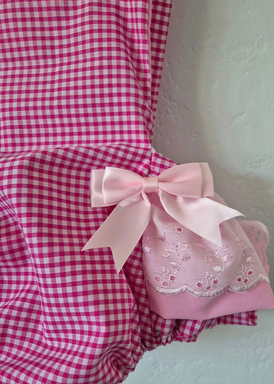 Bella Pink check Romper Headband not included