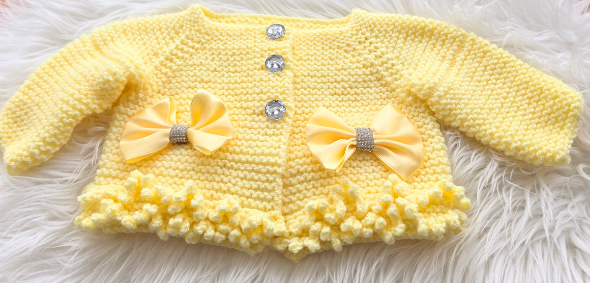 Cardigan hat and booties set