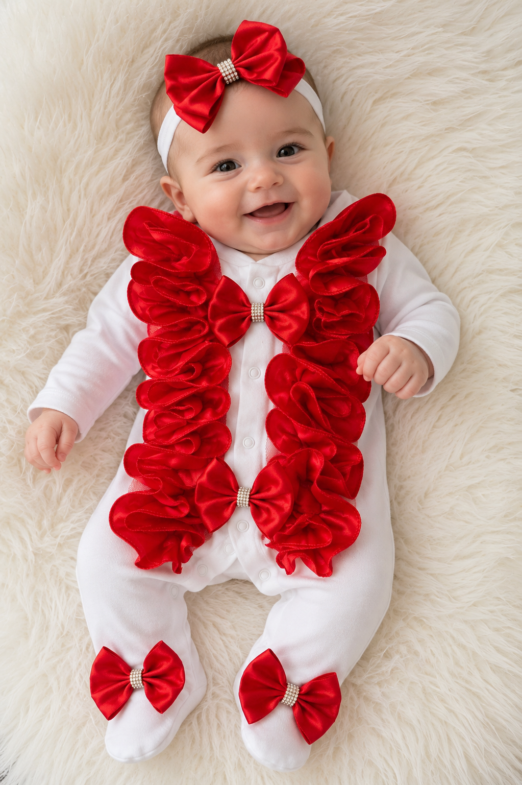 Red ruffle babygrow