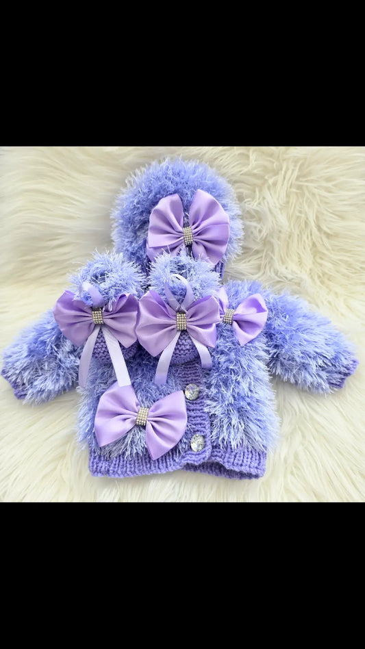 Lilac Furry cardigan set
