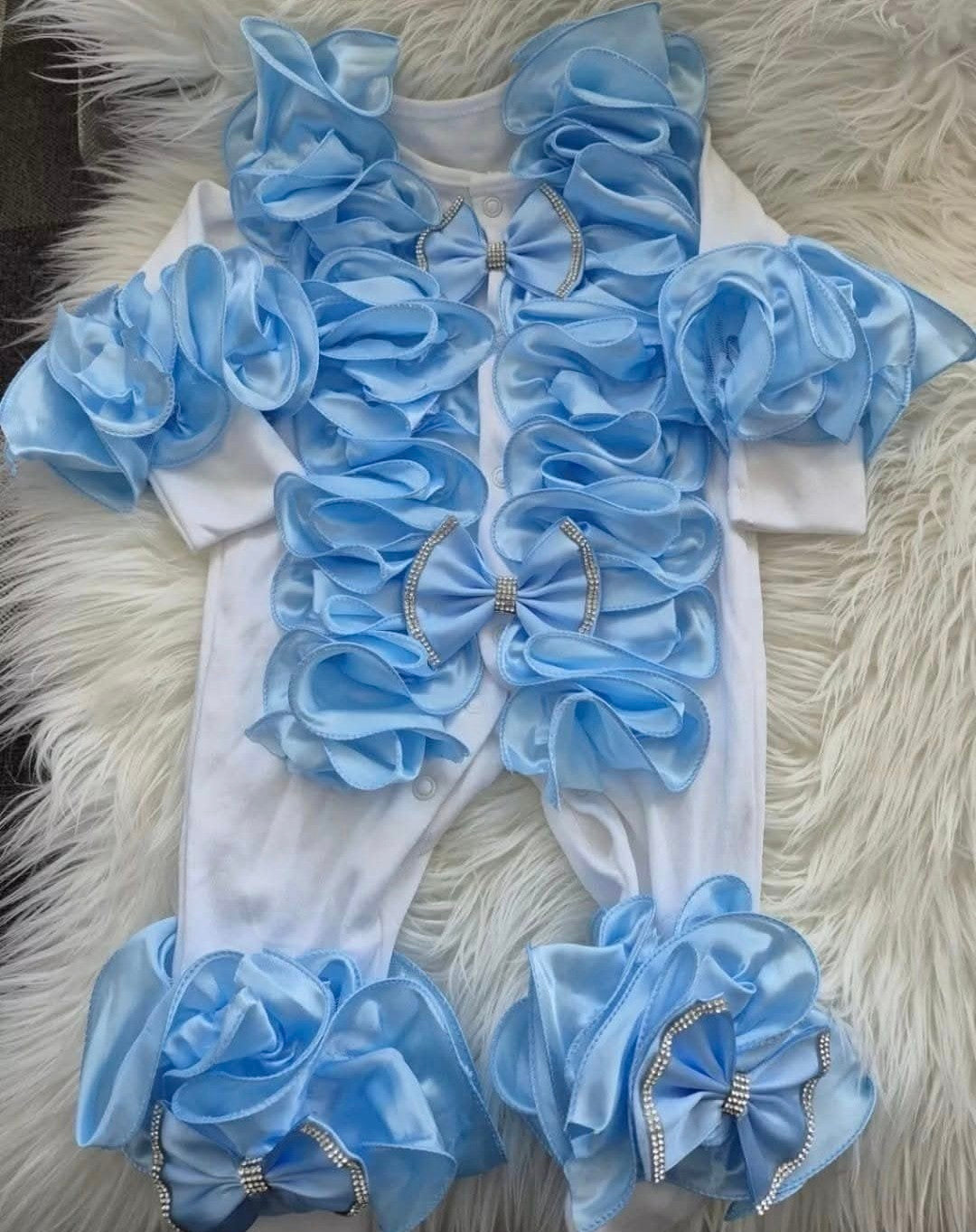 Blue Ruffles and Bows Babygrow