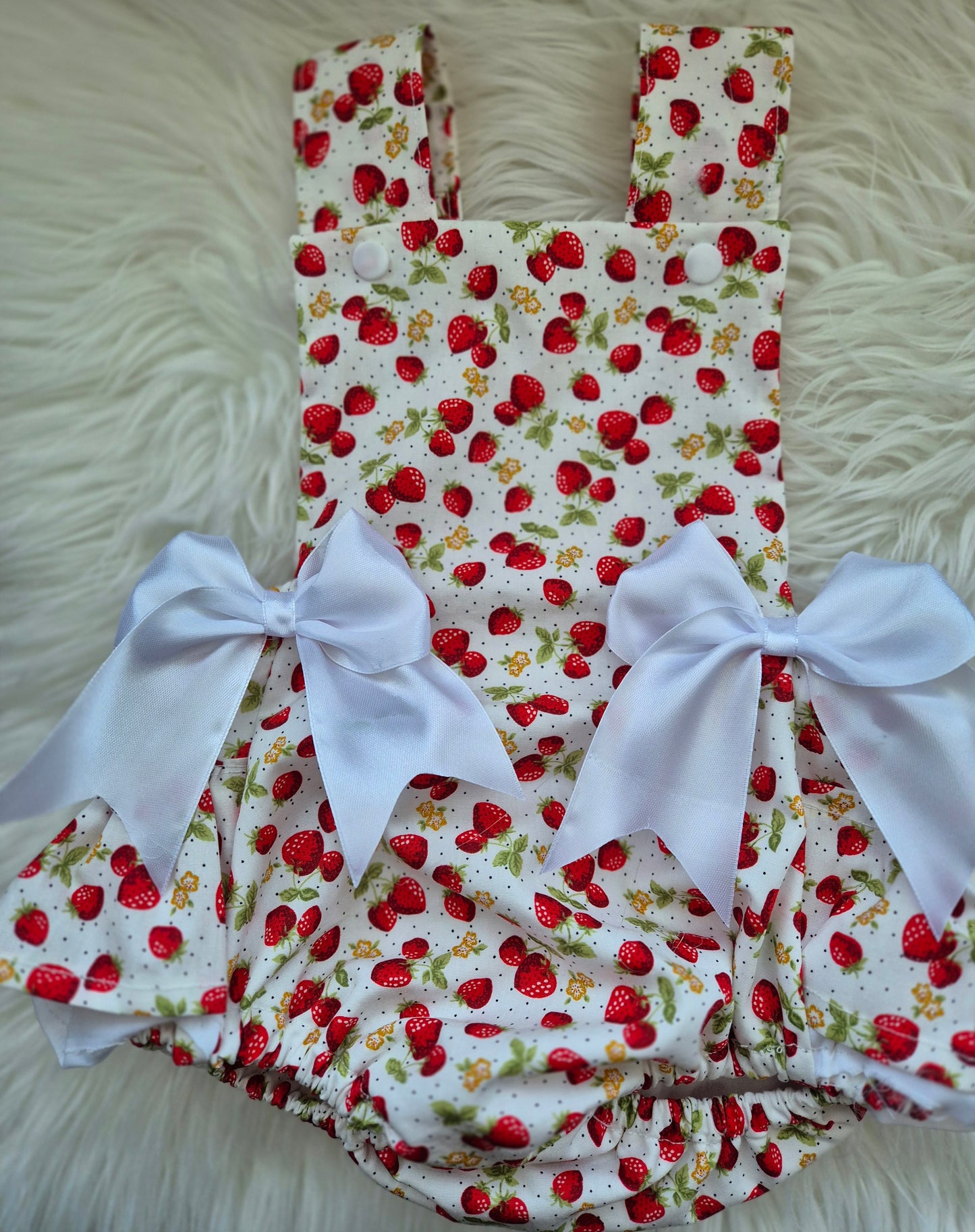 Strawberry Print Romper suit HEADBAND NOT INCLUDED