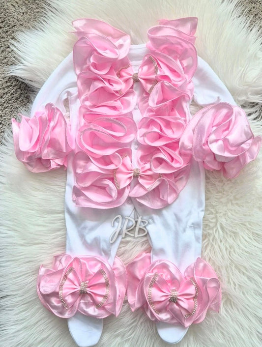 Pink ruffle Babygrow