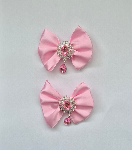Pink droplet hair bows