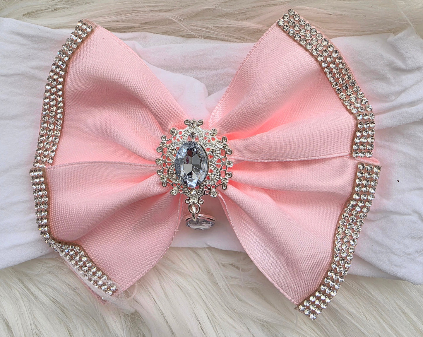 Clear droplet bow headband