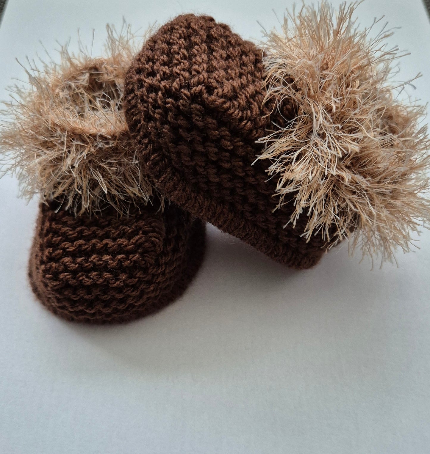 Brown furry top booties