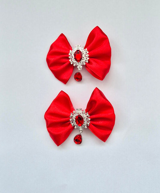 Red droplet hair bows