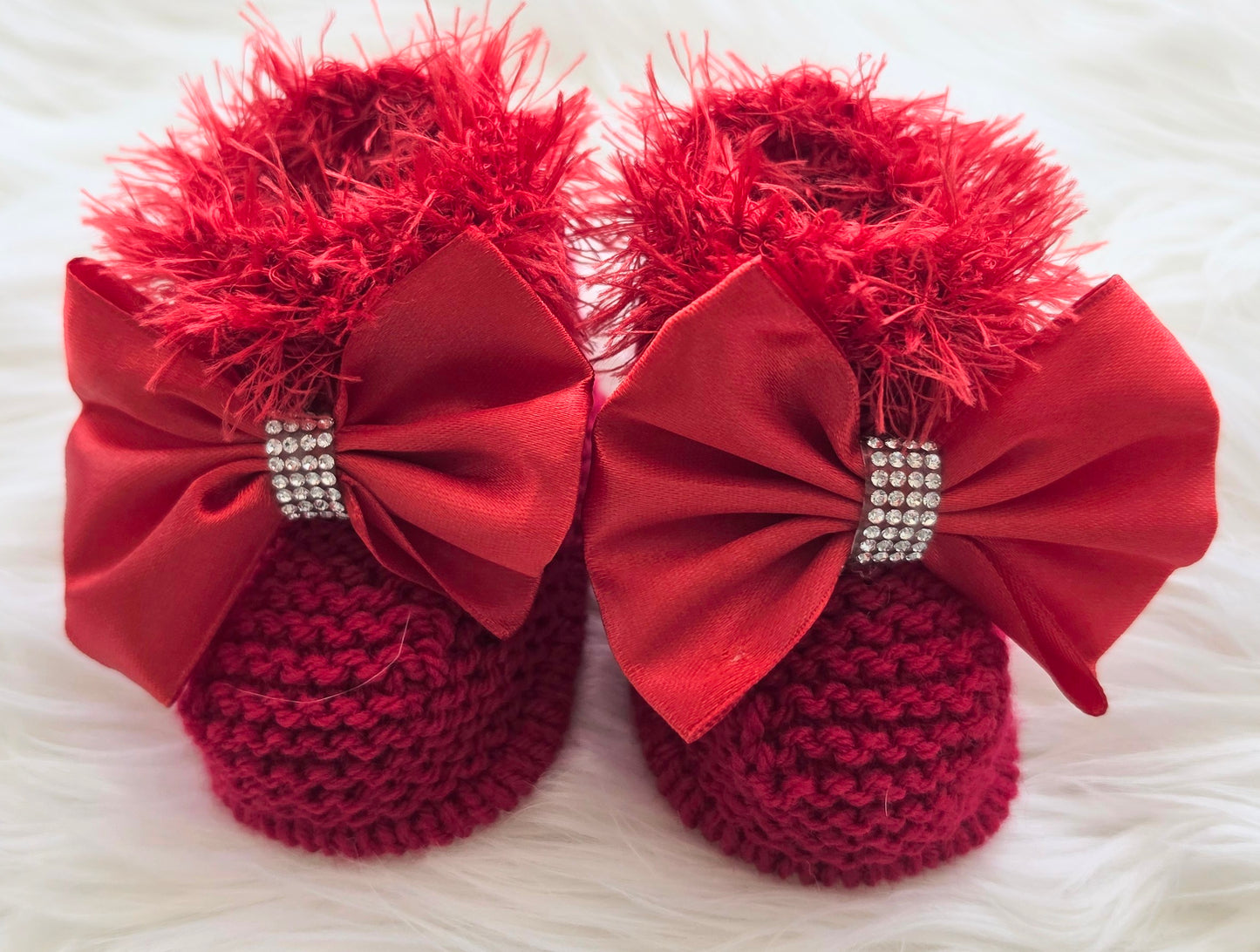Babies Red Furry Cardigan Set
