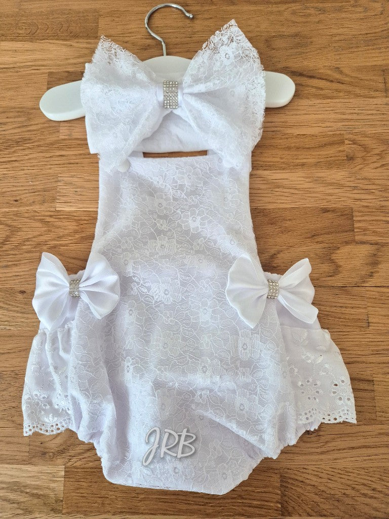 White romper and Headband set