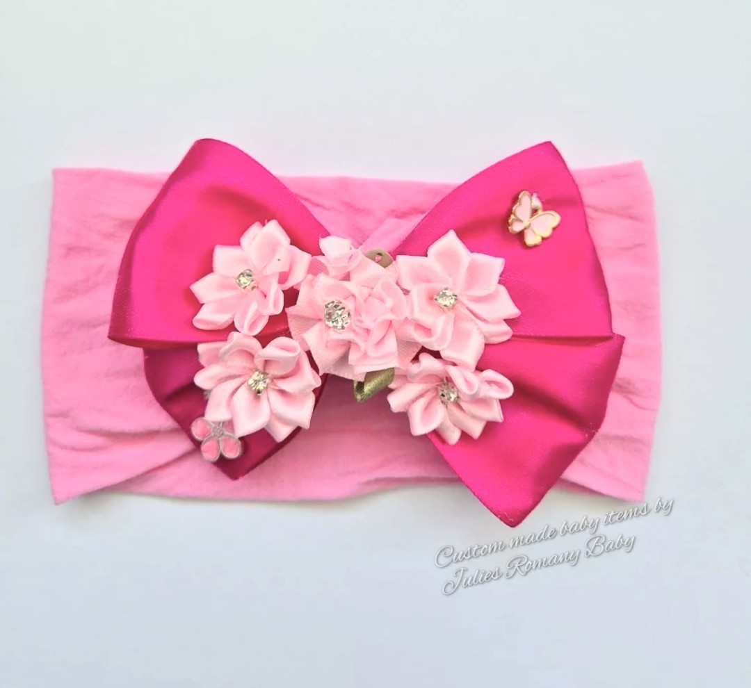 Pink bow headband
