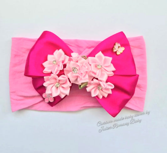 Pink bow headband