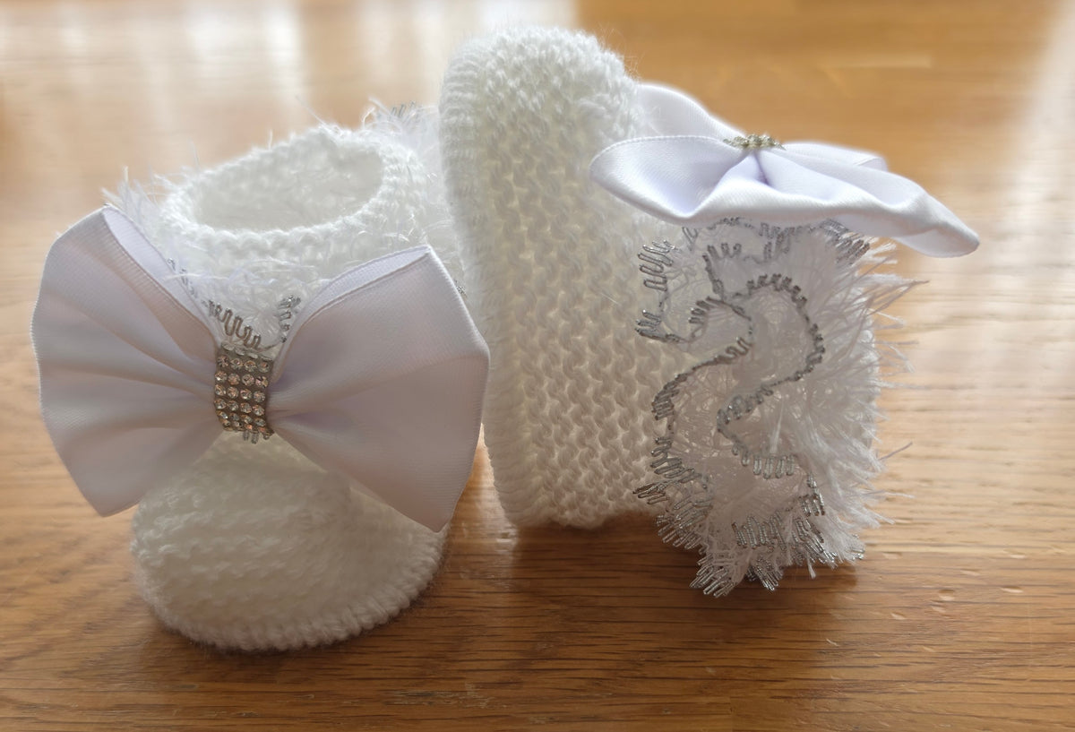 White cardigan hat and booties set