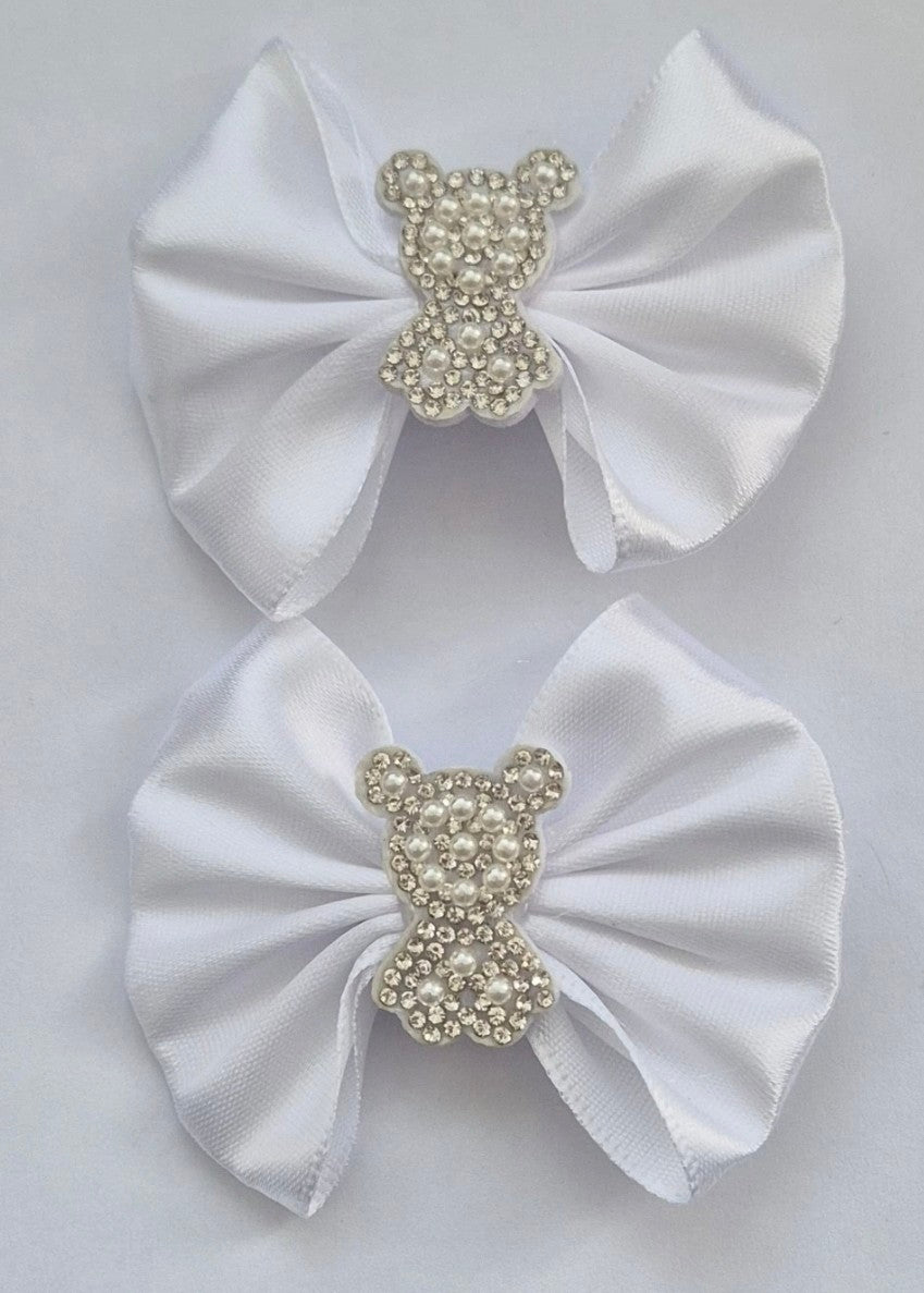 Pair of White Teddy bows