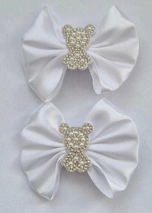 Pair of White Teddy bows