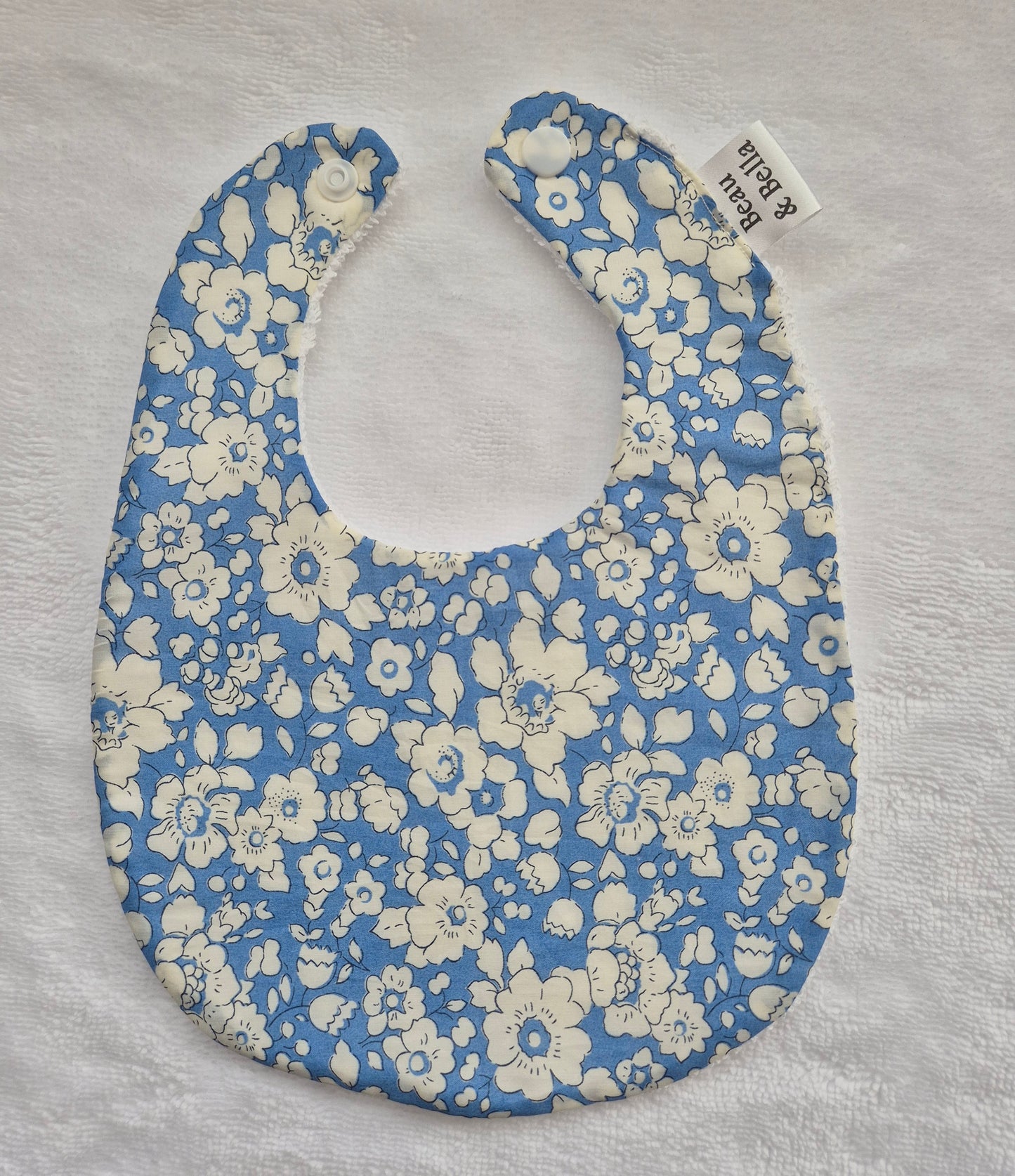 Liberty Betsy Blue floral bib 0-3 months