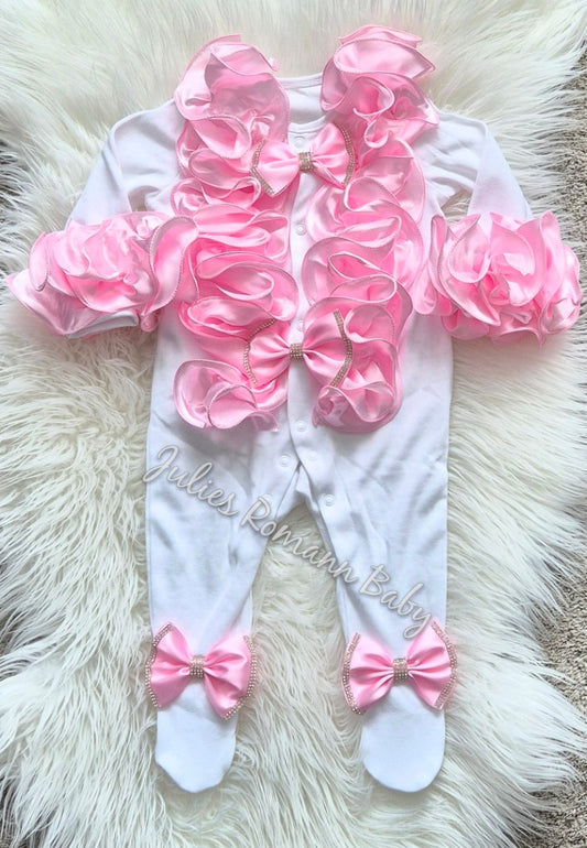 Pink Ruffles and Bows Babygrow