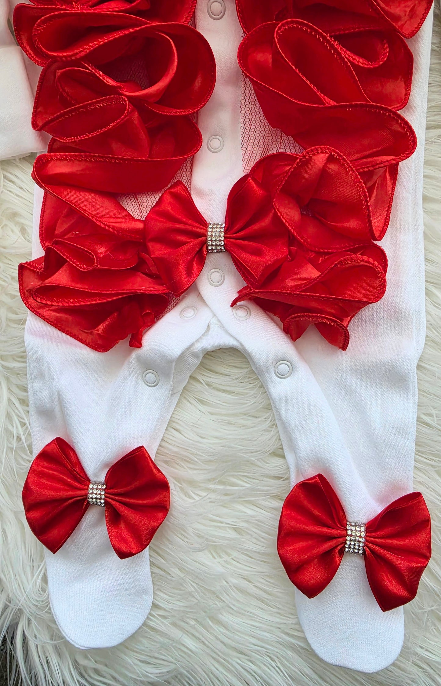 Red ruffle babygrow