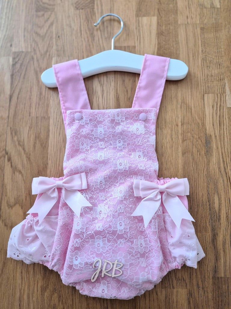 Pink lace front romper suit