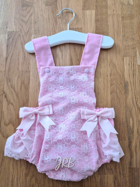Pink lace front romper suit