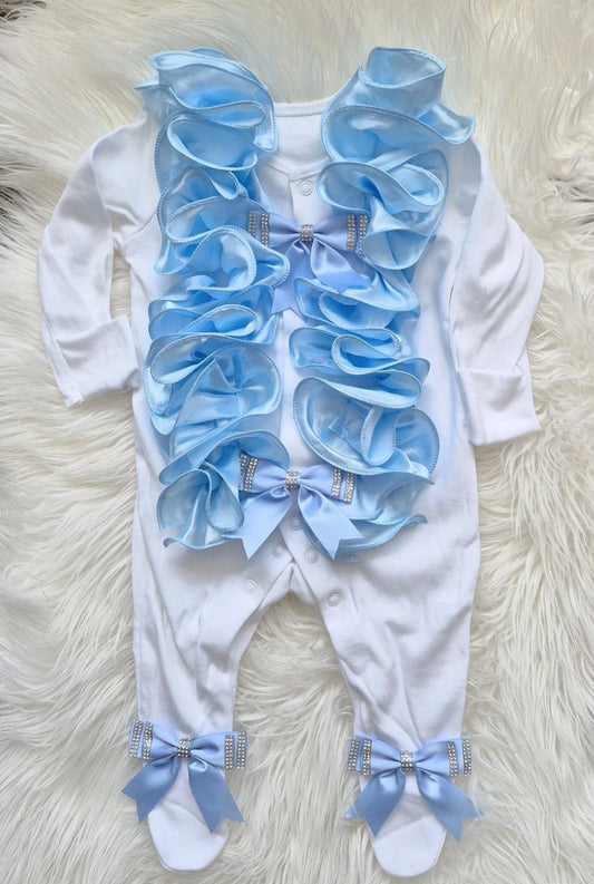 Blue Ruffles and Bows Babygrow