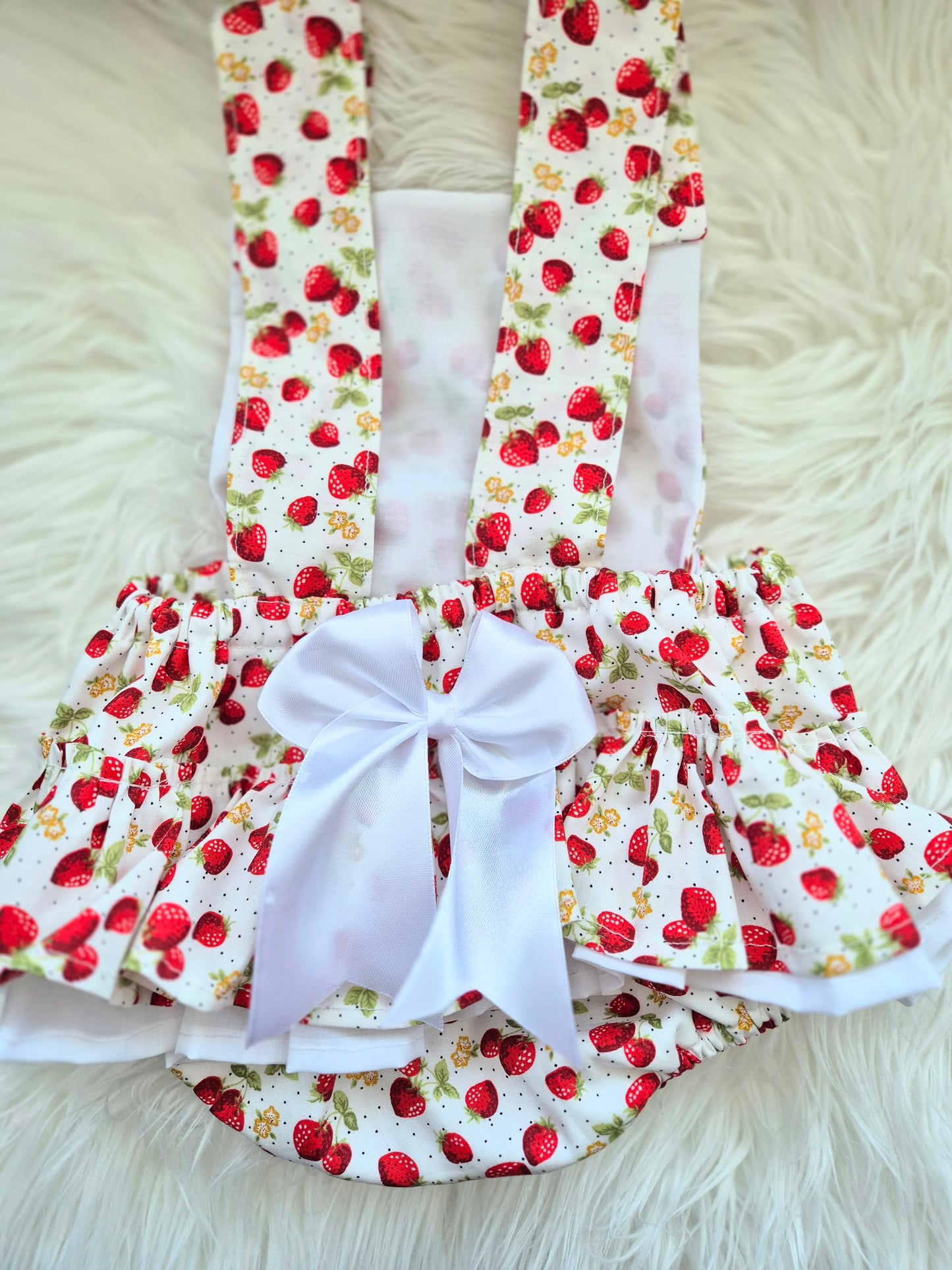 Strawberry Print Romper suit HEADBAND NOT INCLUDED